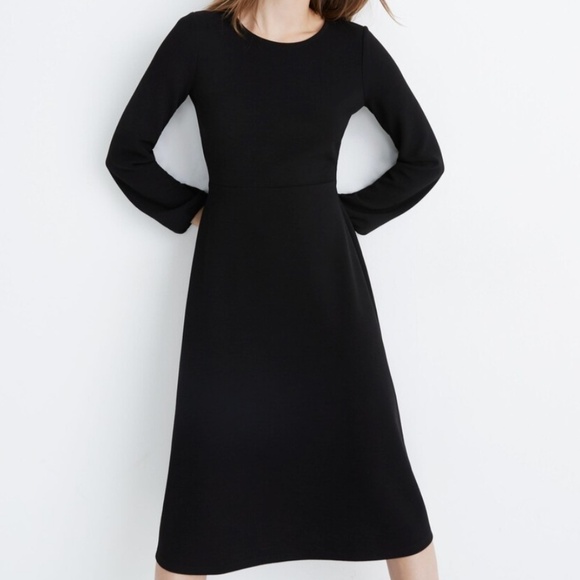 EUC Madewell Texture & Thread Crepe Midi Black Dress Size Small - Picture 2 of 9